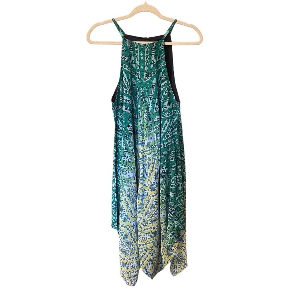 MSK Geometric patterned Handkerchief dress Size Medium- Ombré Effect